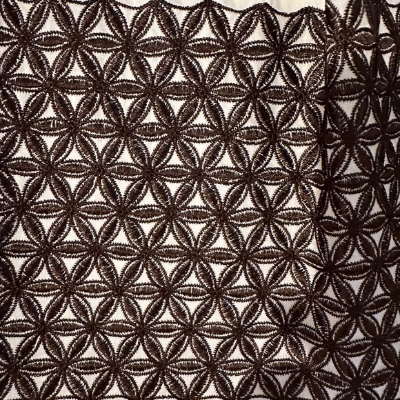 ANN TAYLOR LOFT Skirt Midi A-Line Pleated Embroidered Brown Ivory Size 6 - Picture 4 of 6